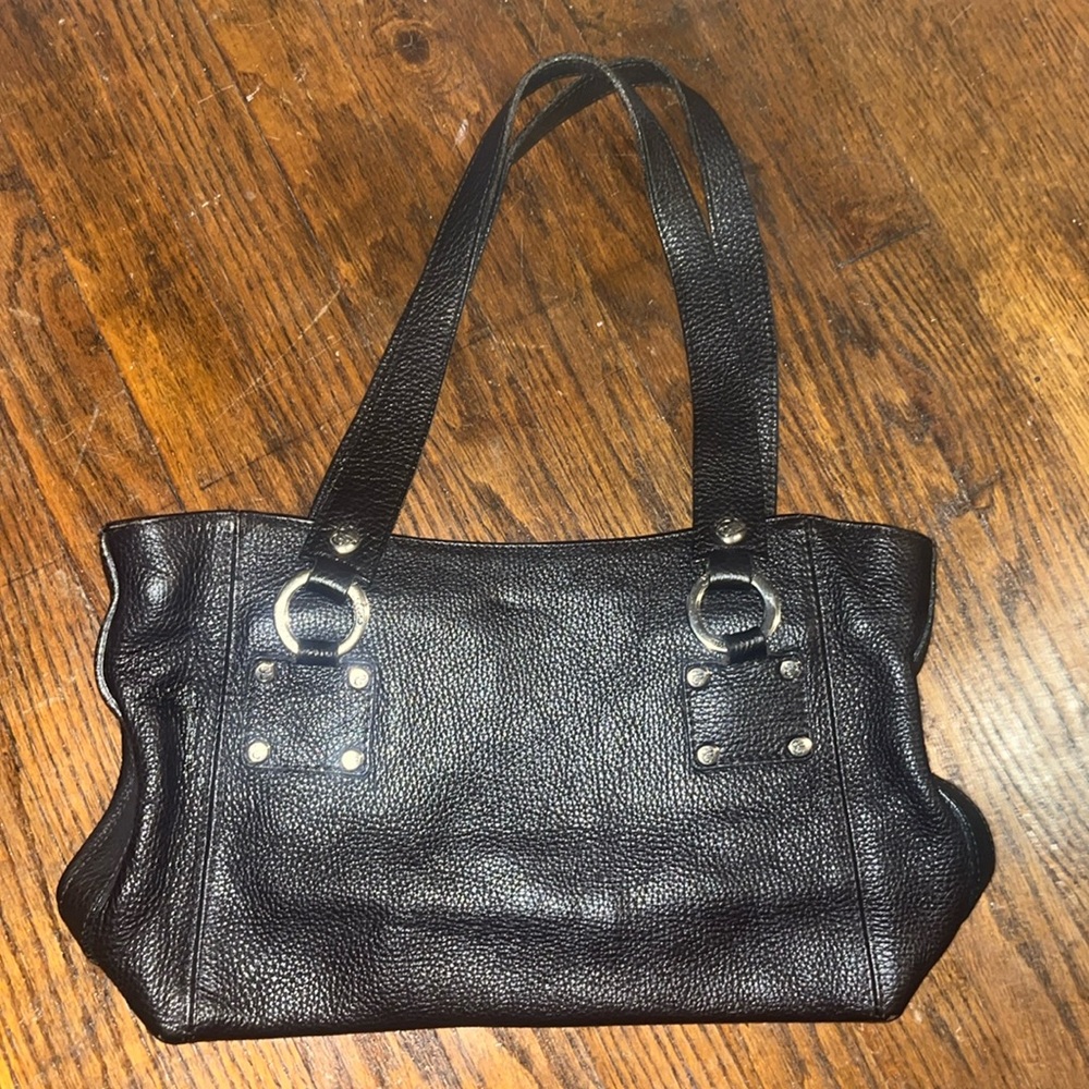 Brighton shoulder bag. Black leather silver hardware